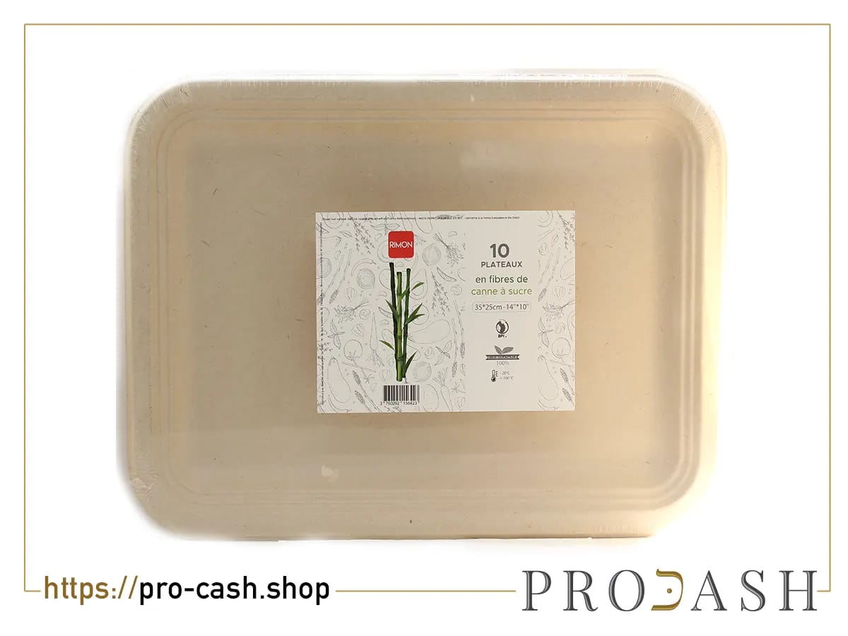 Plateaux en fibre de canne — lot de 10